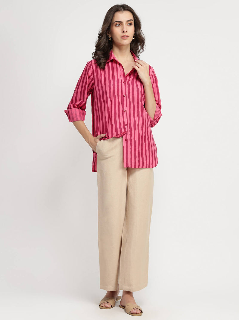 Cotton Striped Shirt - Pink