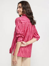 Cotton Striped Shirt - Pink