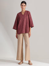 Silk Blend Floral Peplum Top - Pink