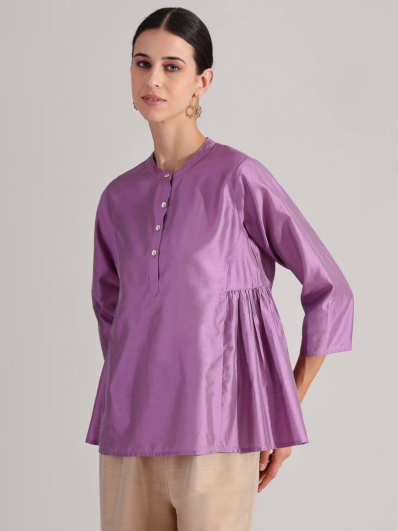 Silk Blend Solid Top - Purple