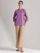 Silk Blend Solid Top - Purple