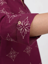 Cotton Floral Regular Top - Magenta