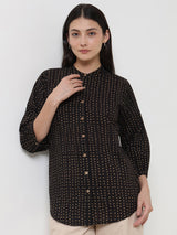 Cotton Polka Top - Black