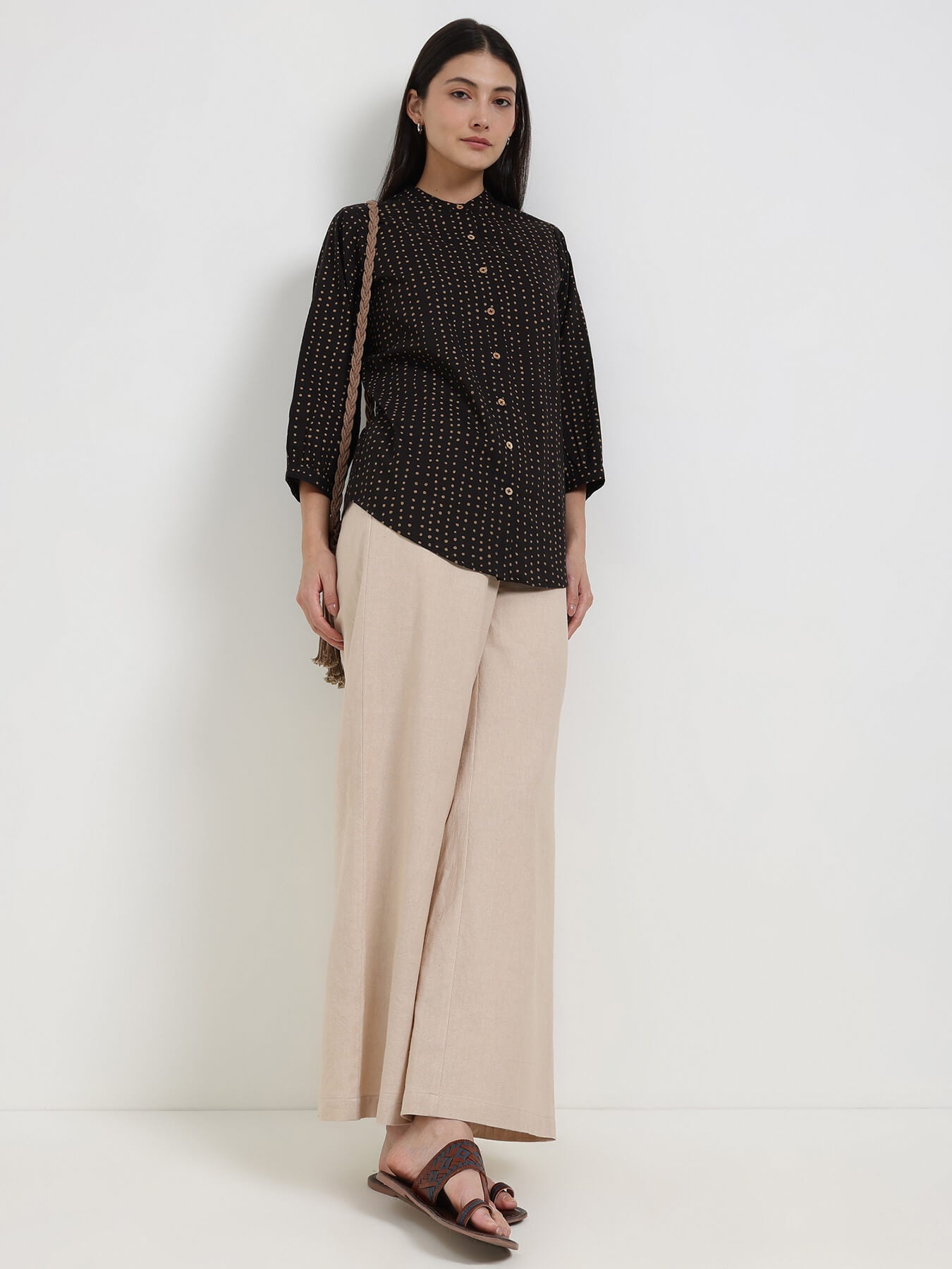 Cotton Polka Top - Black