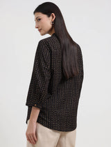 Cotton Polka Top - Black