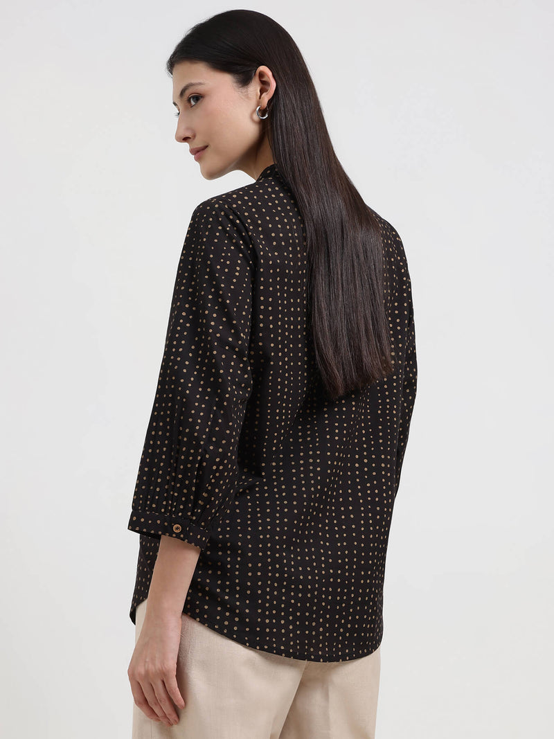 Cotton Polka Top - Black