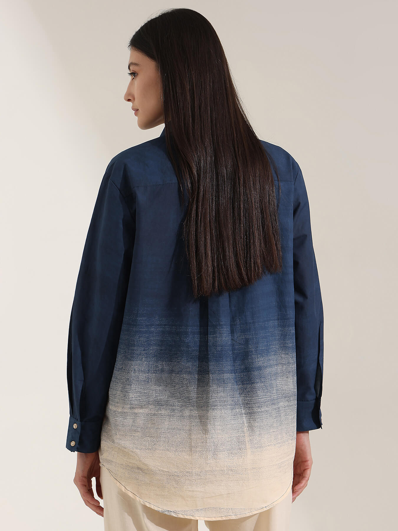 Cotton Abstract Regular Shirt - Blue