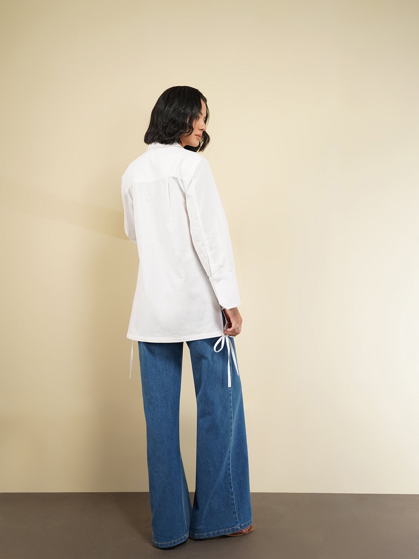 Linen Blend Solid Shirt - White