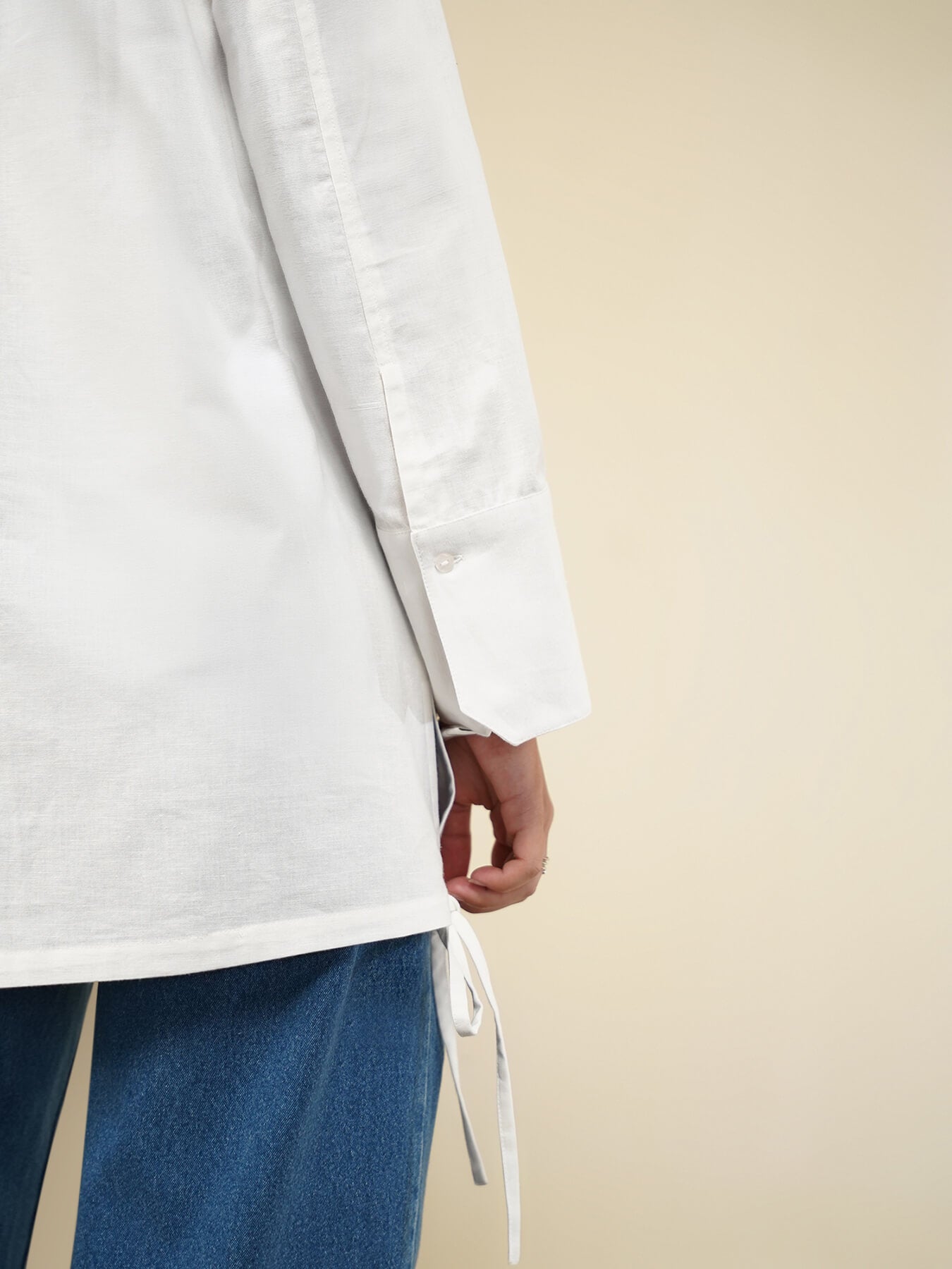 Linen Blend Solid Shirt - White