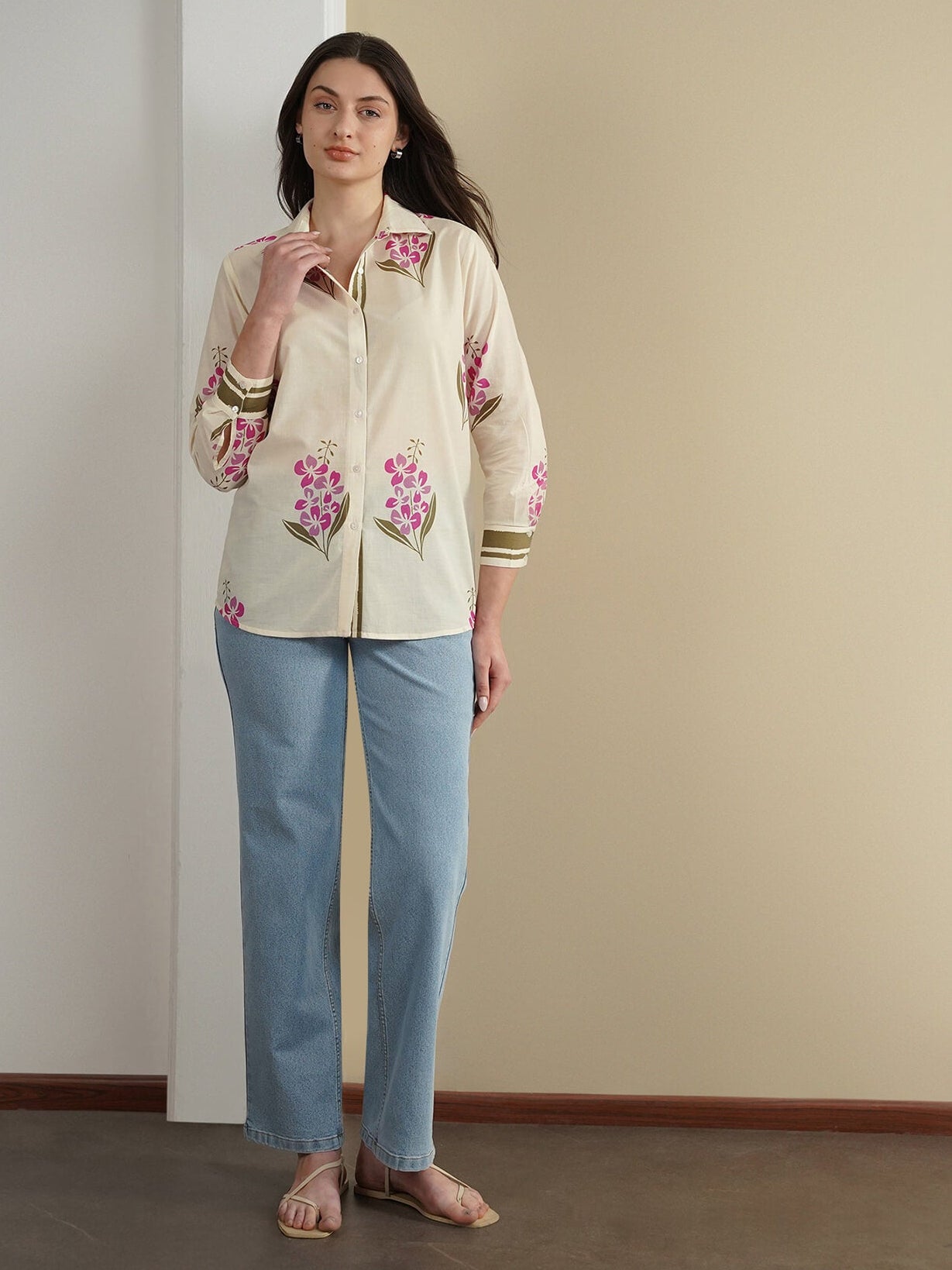 Cotton Floral Shirt - Off White