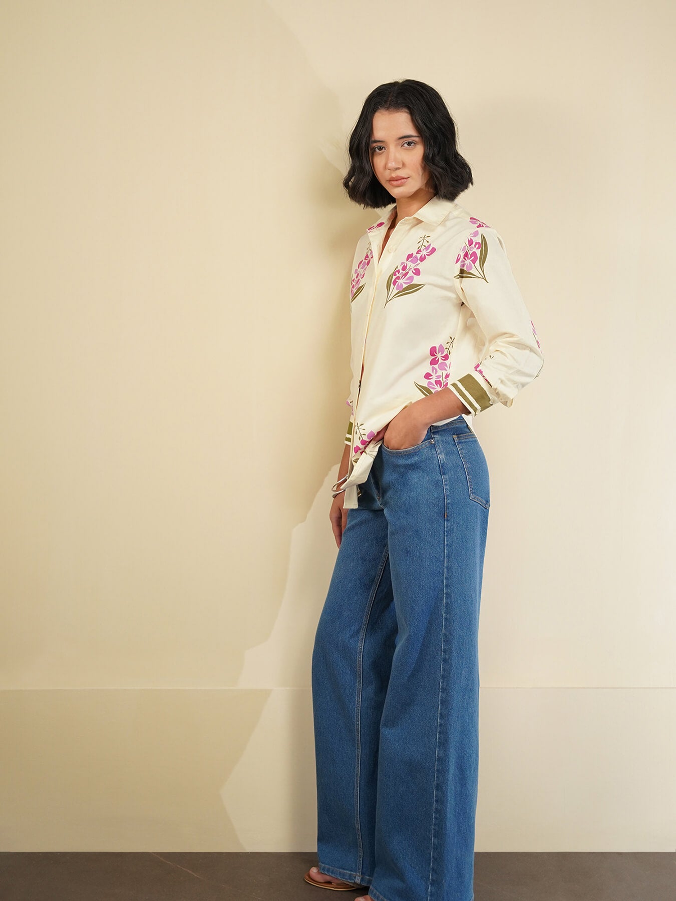 Cotton Floral Shirt - Off White