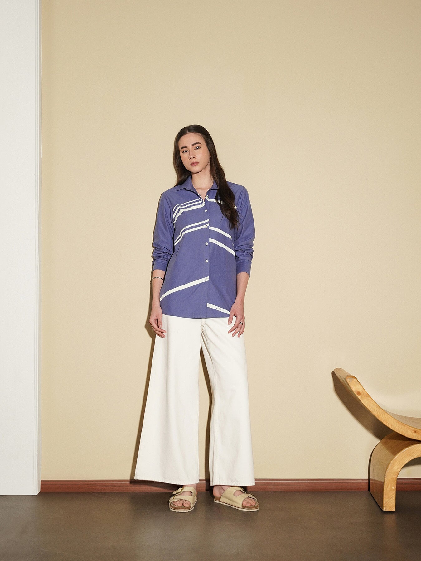 Cotton Striped Regular Shirt - Blue