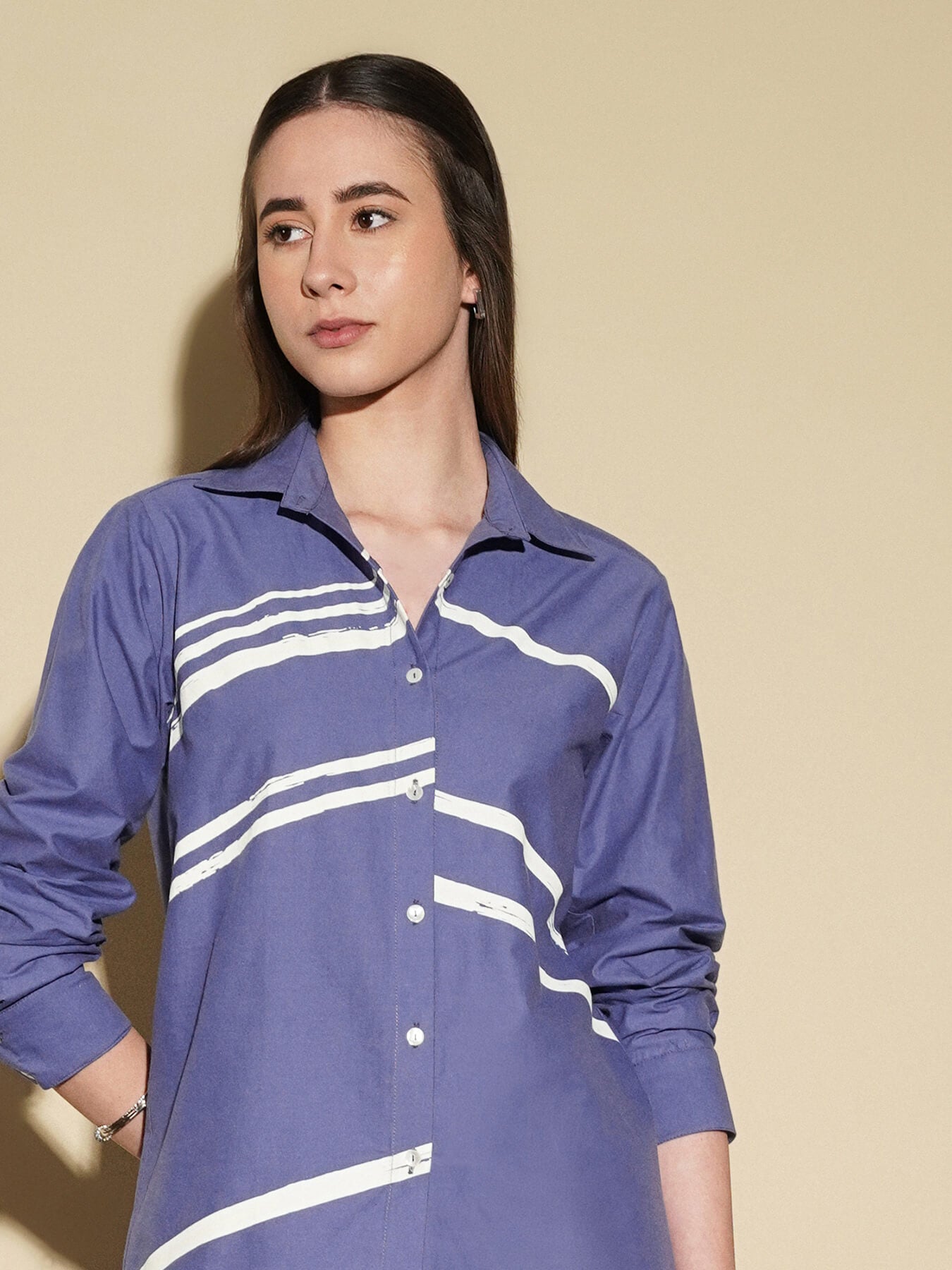 Cotton Striped Regular Shirt - Blue