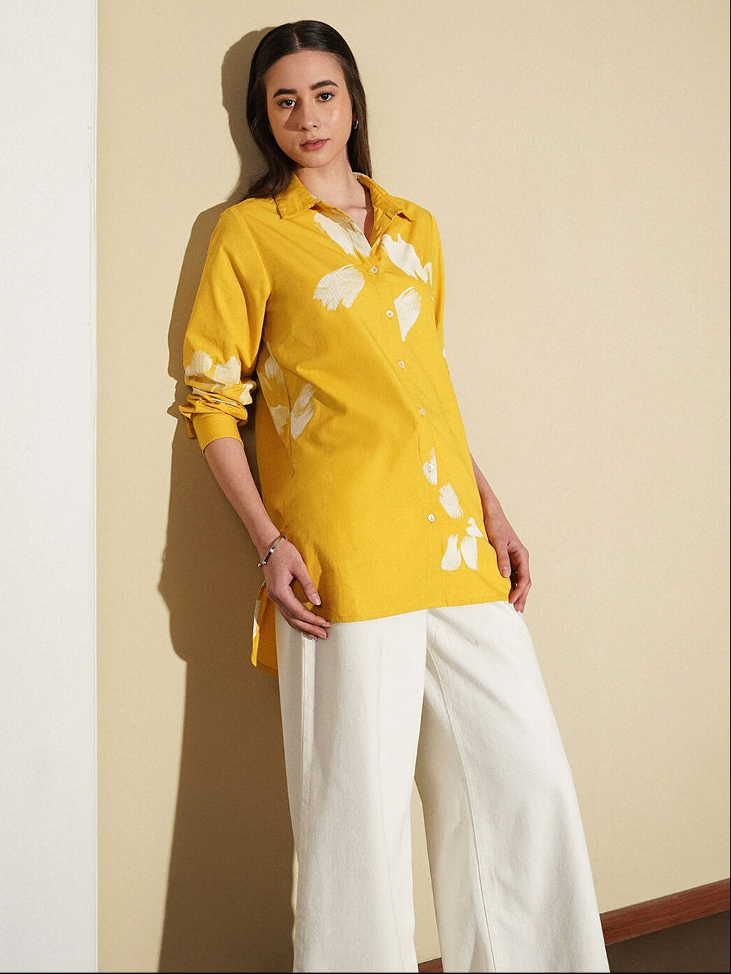 Cotton Floral Shirt - Yellow