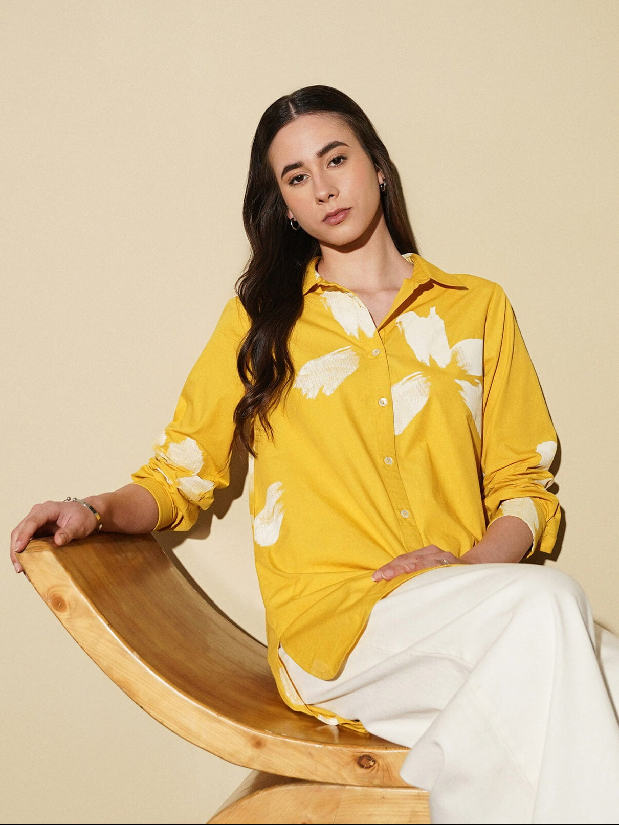 Cotton Floral Shirt - Yellow