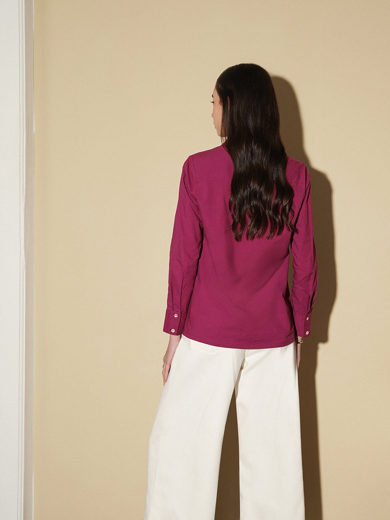 Cotton Abstract Print Shirt - Magenta