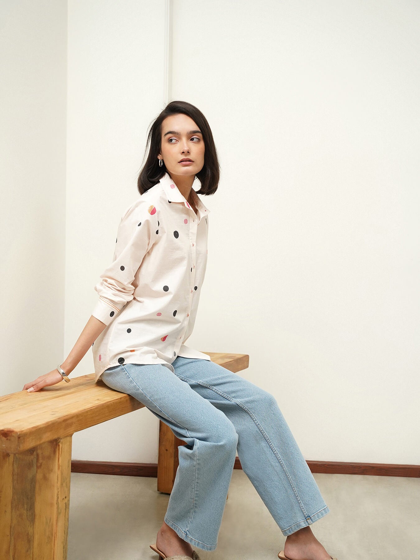 Cotton Polka Shirt - Off White