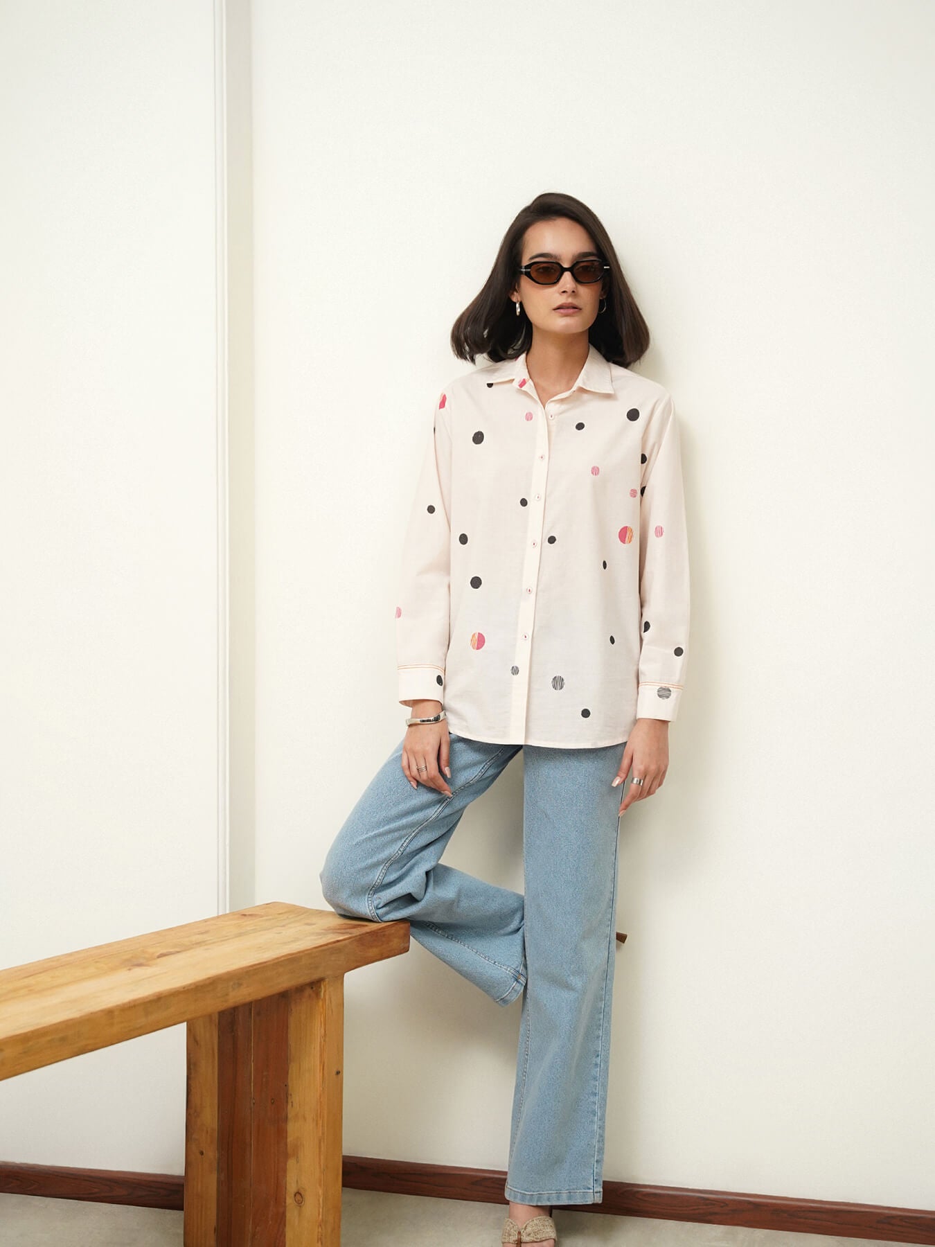 Cotton Polka Shirt - Off White