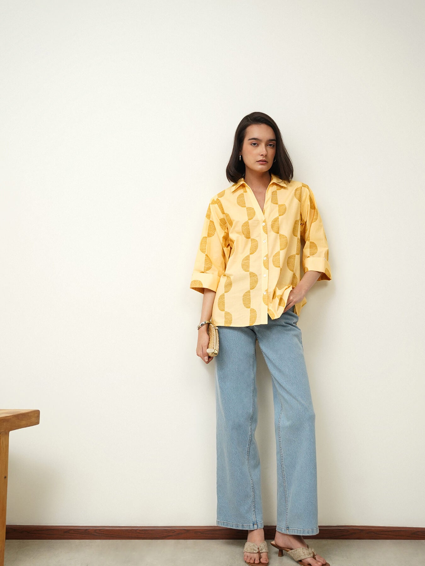 Cotton Geometric Shirt - Yellow