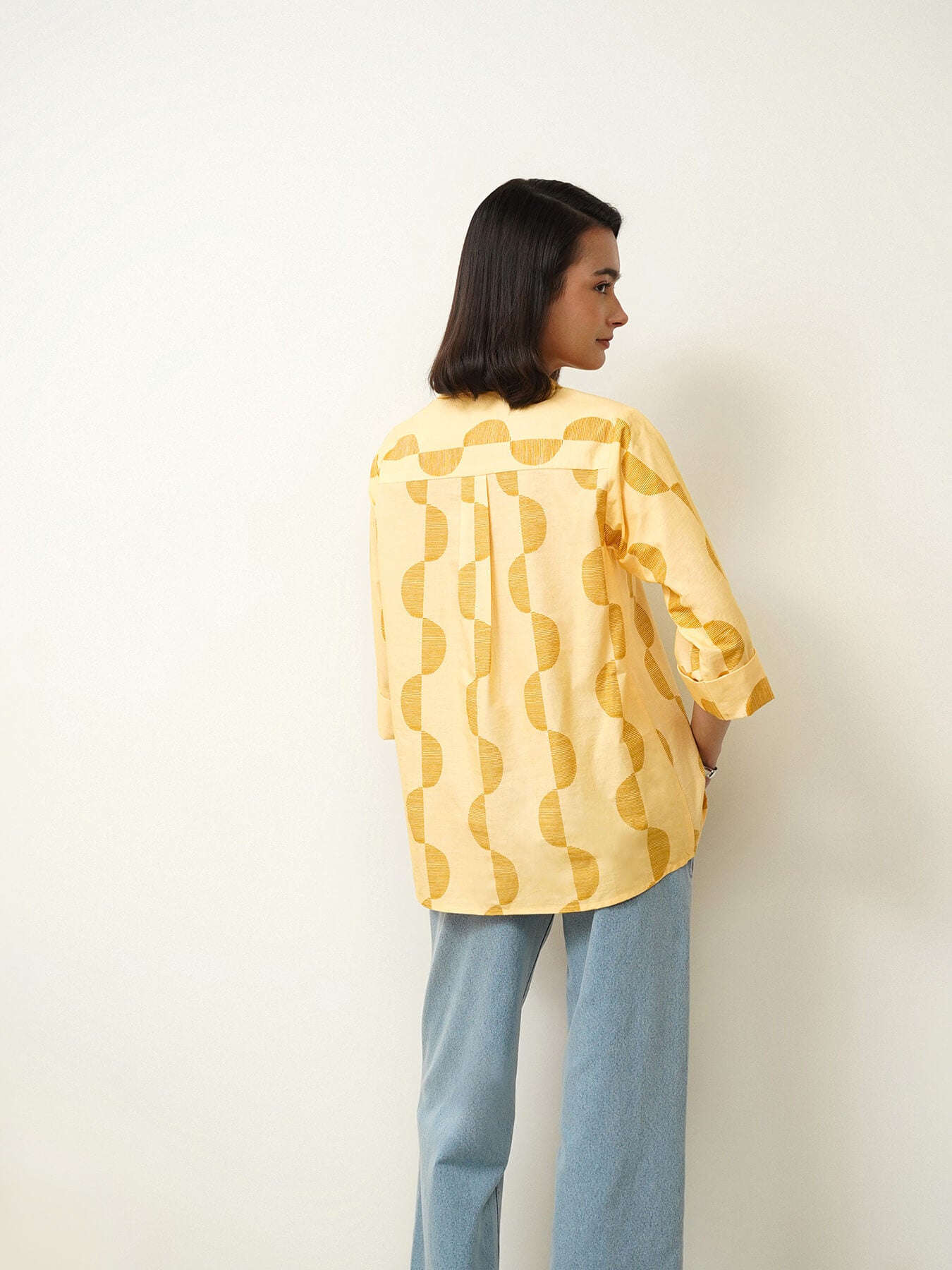 Cotton Geometric Shirt - Yellow