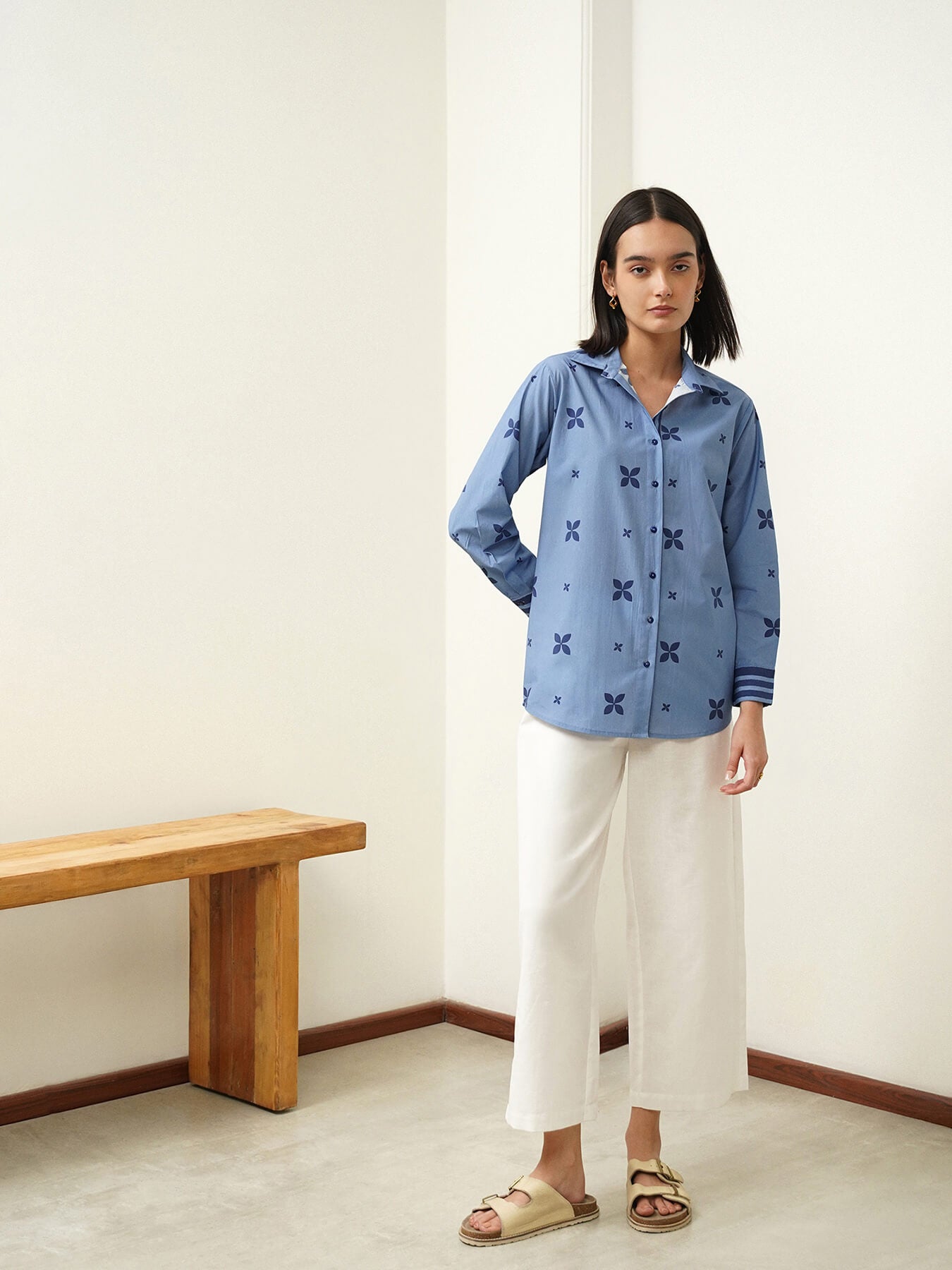 Cotton Floral Shirt - Purple