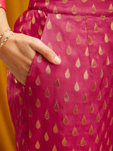 Silk Brocade Trousers - Pink