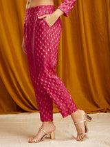 Silk Brocade Trousers - Pink