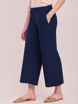 Cotton Solid Culottes - Navy Blue
