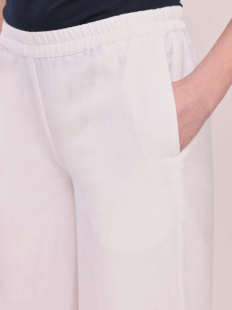 Cotton Solid Culottes - White