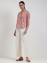 Linen Blend Solid Straight Trouser - Off White