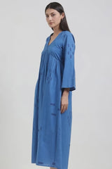 Cotton Geometric Print Dress - Blue