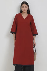 Cotton Colourblock Kurta Set - Maroon & Black