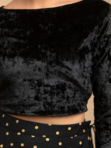 Buy Black Velvet Blouse and Flared Skirt Set Online | Pinkfort