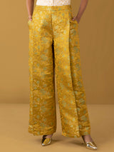 Buy Off white and Yellow Chanderi Brocade Shirt and Trouser Set - Off white and Yellow Online | Pink Fort