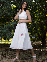 Buy White Cotton Cropped Top And Skirt Set Online | Pink Fort