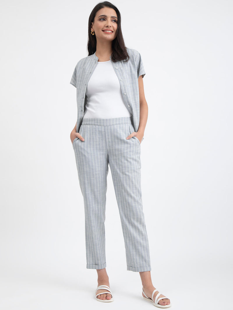 Buy Light Blue Cotton Checked Co ord Set Online | Pink Fort