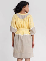 Buy Yellow and Beige A-Line Cotton Dress Online | Pink Fort