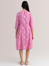 Buy Side Gathered Cotton Dress - Pink Online | Pink Fort