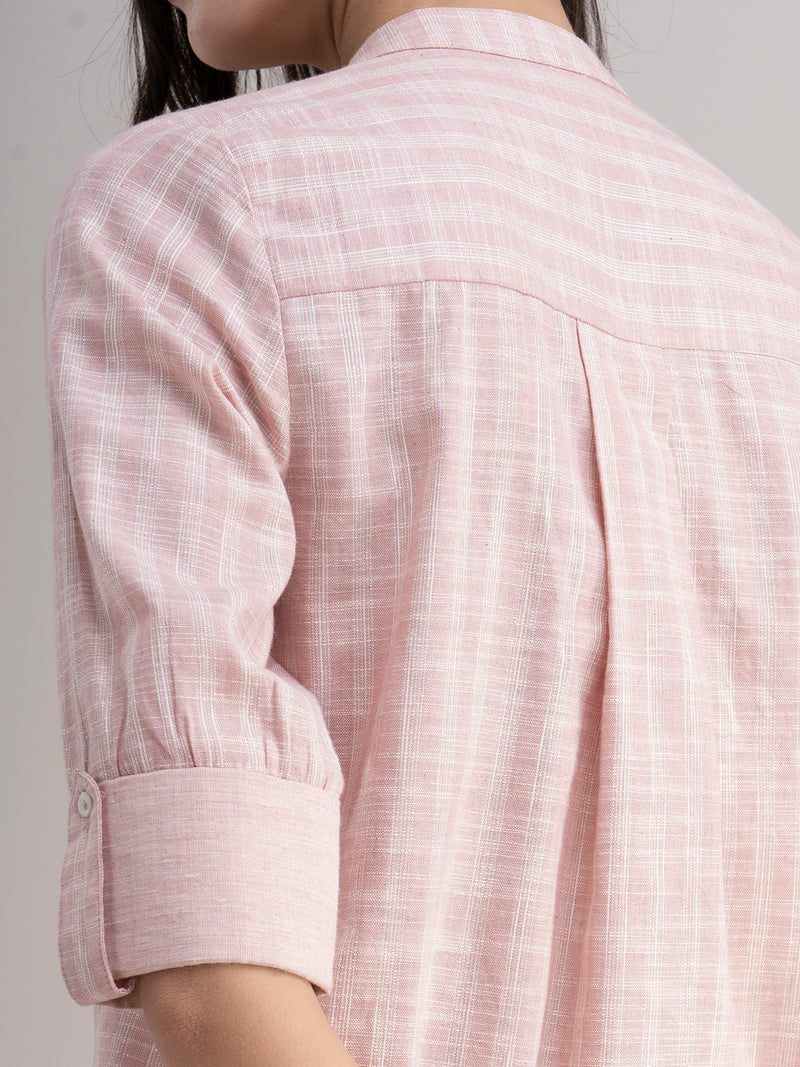 Buy Pink And White Check Shirt Kurta Online | Marigold