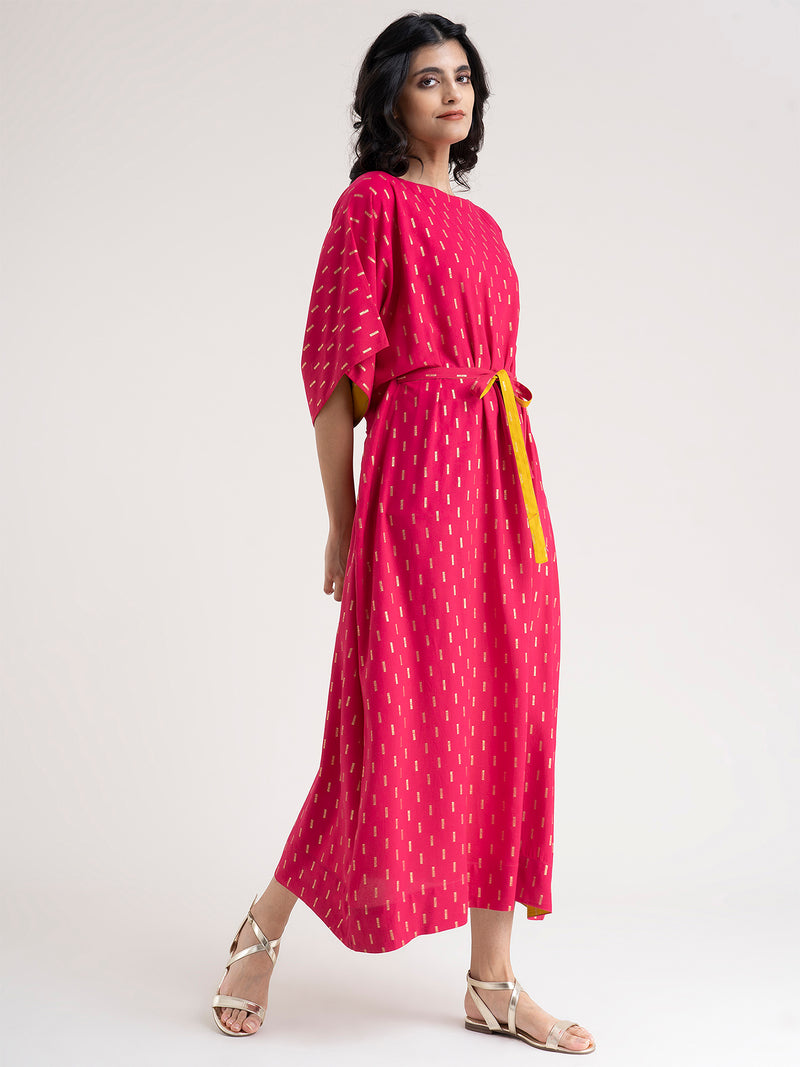 Buy Pink Foil Print Kaftan Online | Pink Fort