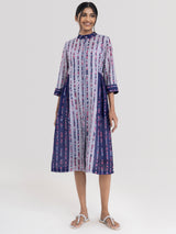 Buy Grey Side Gathered Stripe Dress Online | Pink Fort