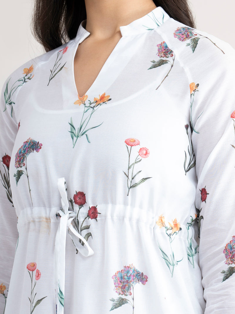 Buy White High Low Floral Dress Online | Pink Fort