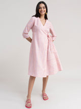 Buy Cotton Wrap Around Dress - Pink Online | Pink Fort