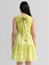 Buy Lime Green Print Play Tiered Dress - Lime Green Online | Pink Fort