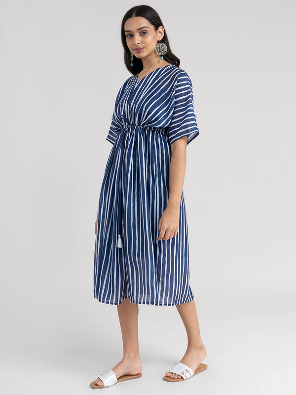 Buy Navy Blue Abstract Striped Kaftan - Navy Blue Online | Pink Fort