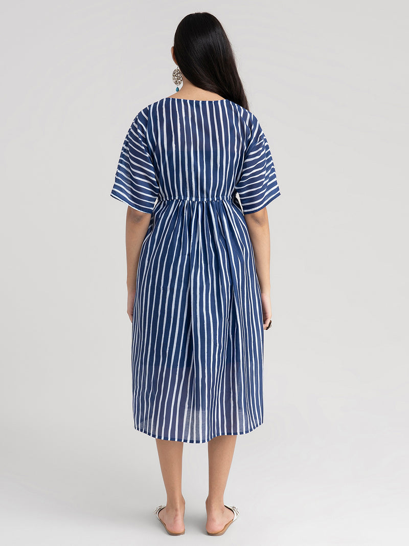 Buy Navy Blue Abstract Striped Kaftan - Navy Blue Online | Pink Fort
