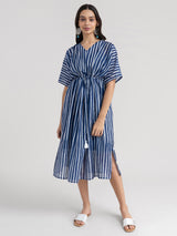 Buy Navy Blue Abstract Striped Kaftan - Navy Blue Online | Pink Fort