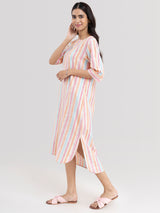 Buy Pink Stripe Play High-Low Dress Online | Pink Fort