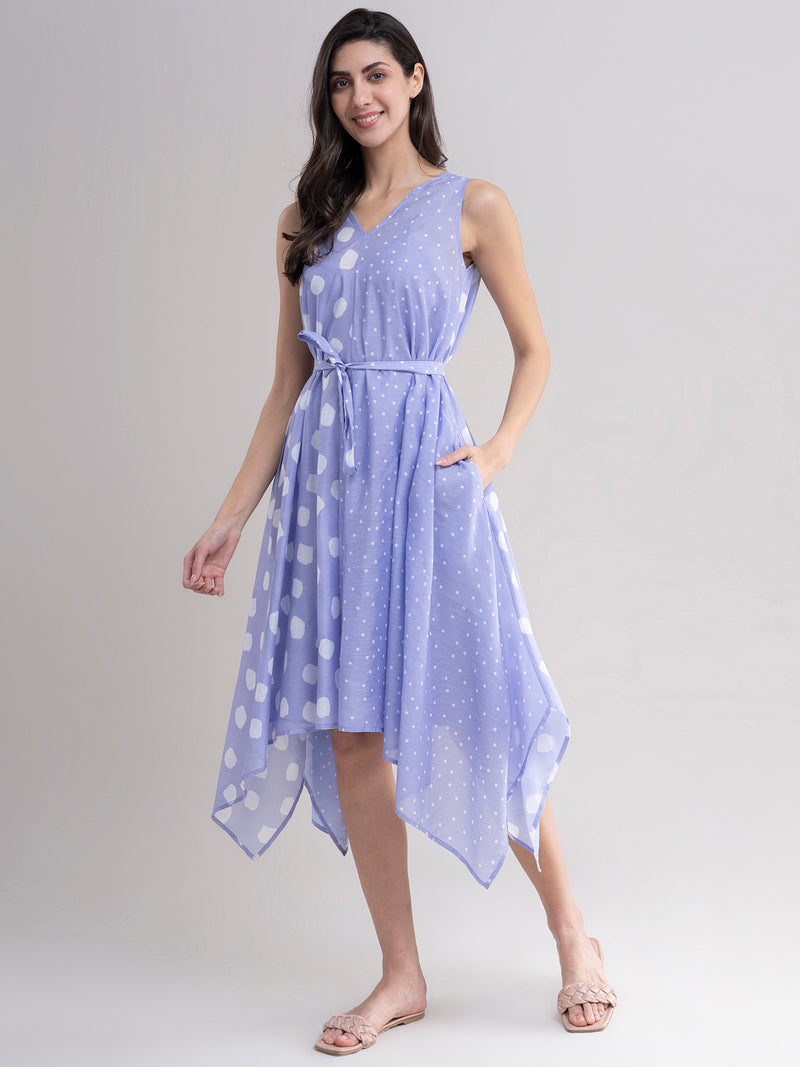 Buy Lilac Print Play Asymmetrical Dress Online | Pink Fort