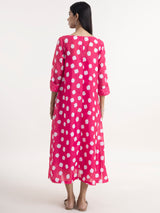 Buy Pink Polka A line Dress Online | Pink Fort